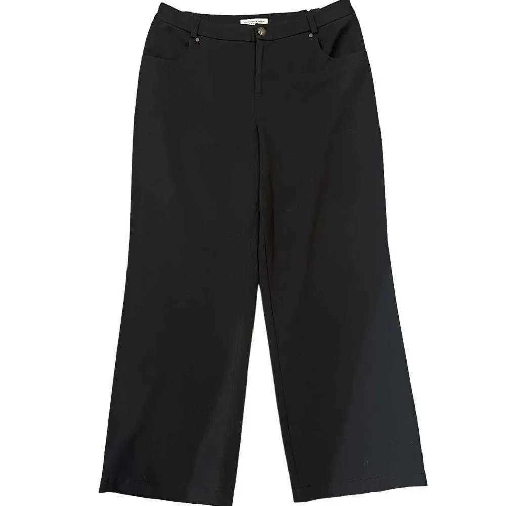 Christopher & Banks Women’s‎ Black Wide-Leg Flat-Front Pants Size Petite 12